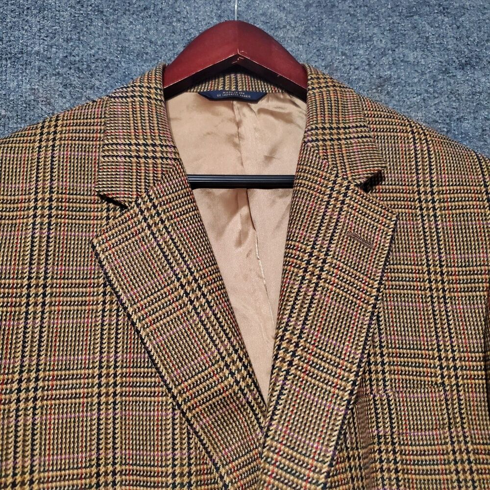Brooks Brothers Madison Fit Harvest Brown Glen Plaid Wool Cashmere Blazer USA